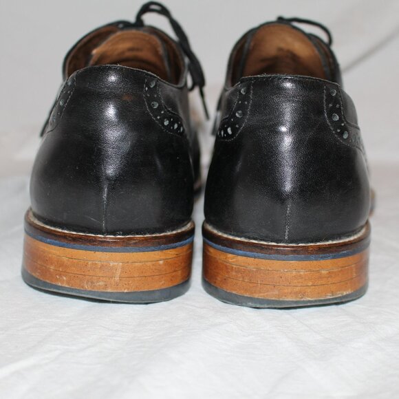 Johnston & Murphy Brogue/Wing Tip Style Black Lace Oxford Dress Shoe Men 11 - Picture 4 of 16